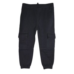 Kids Black Twill Cargo dance hip hop Jogger Pants Size 120 Elastic Waist Utility